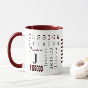 Mug Typographie Personnalisée Nom et monogramme répété