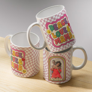 Mug Typographie Rétro Groovy Mama Photo Fête des Mères