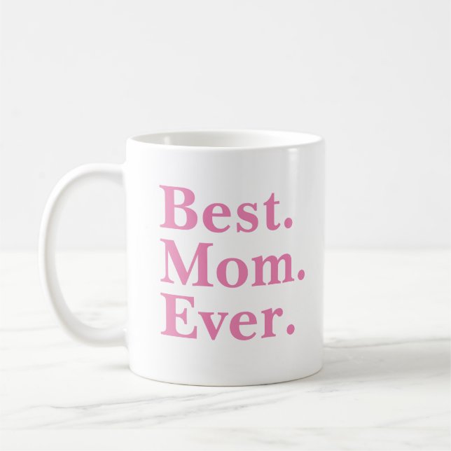Mug Typographie rose moderne "Meilleure maman jamais" (Gauche)