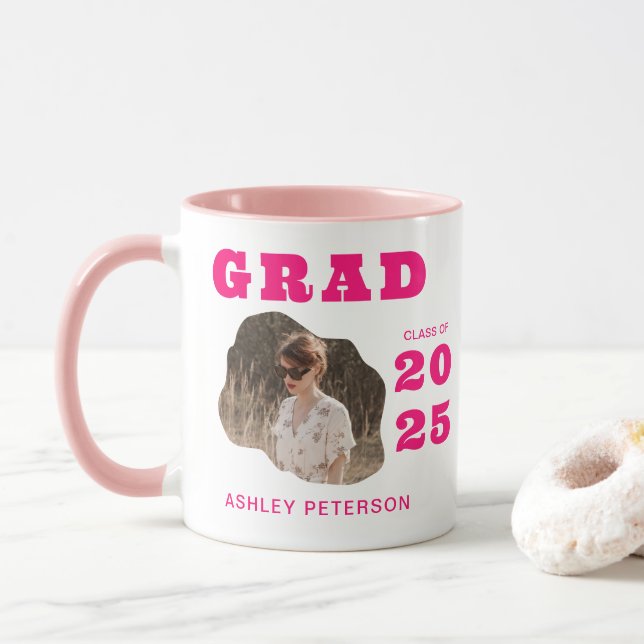 Mug Typographie rose moderne Retro Diplôme photo (Avec donut)