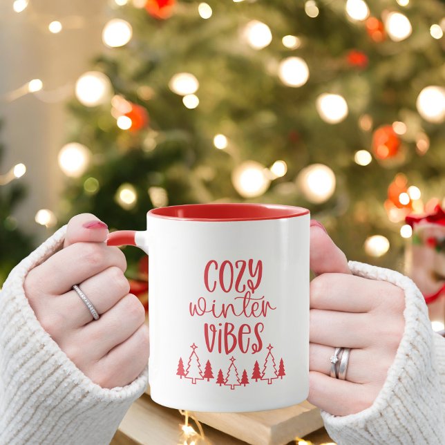 Mug Typographie rouge moderne Vibes d'hiver confortabl (Créateur téléchargé)