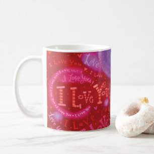 Mug Typographie rouge-rose de Saint-Valentin je t'aime