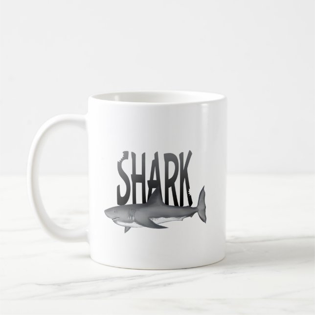 Mug Typographie simple de la faune animale de requins  (Gauche)