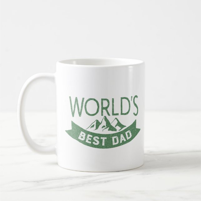 Mug Typographie verte classique Meilleur papa du monde (Gauche)