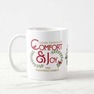 Mug Typographie Vintage Confort Joie Noël Personnalisé