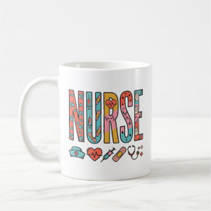 Mug Typographie vintage d'infirmière icône médicale co