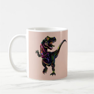 Mug Tyrannosaurus Rex Dinosaur de couleur néon