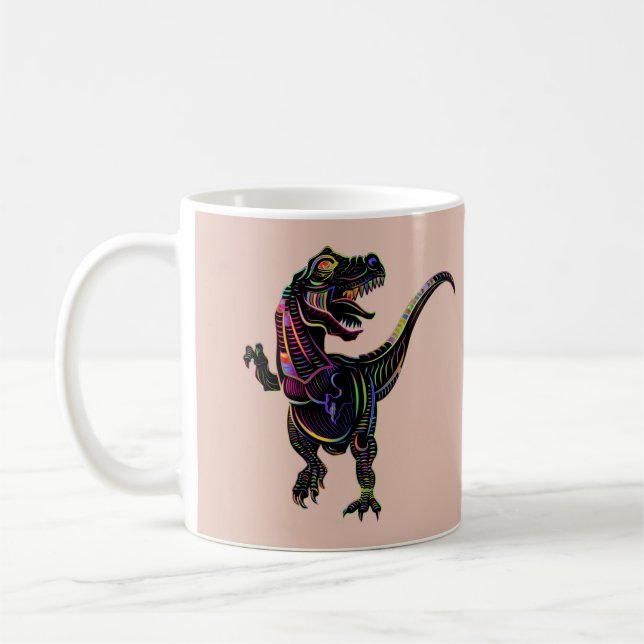 Mug Tyrannosaurus Rex Dinosaur de couleur néon (Gauche)