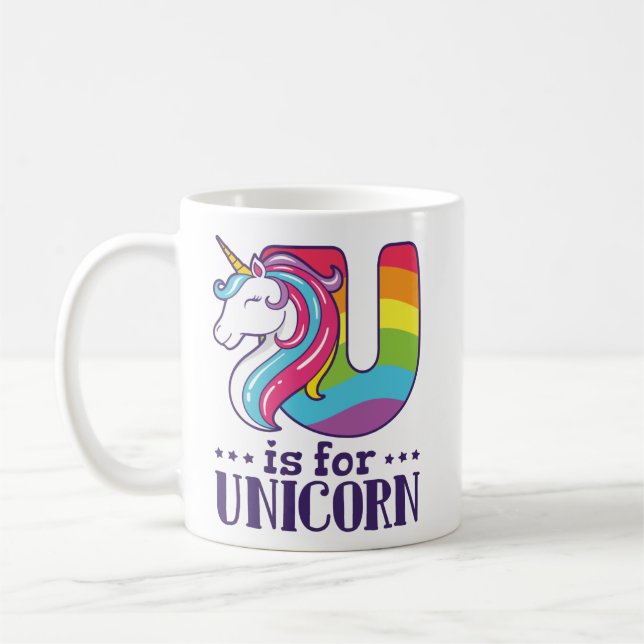 Mug U est pour Unicorn Alphabet (Gauche)