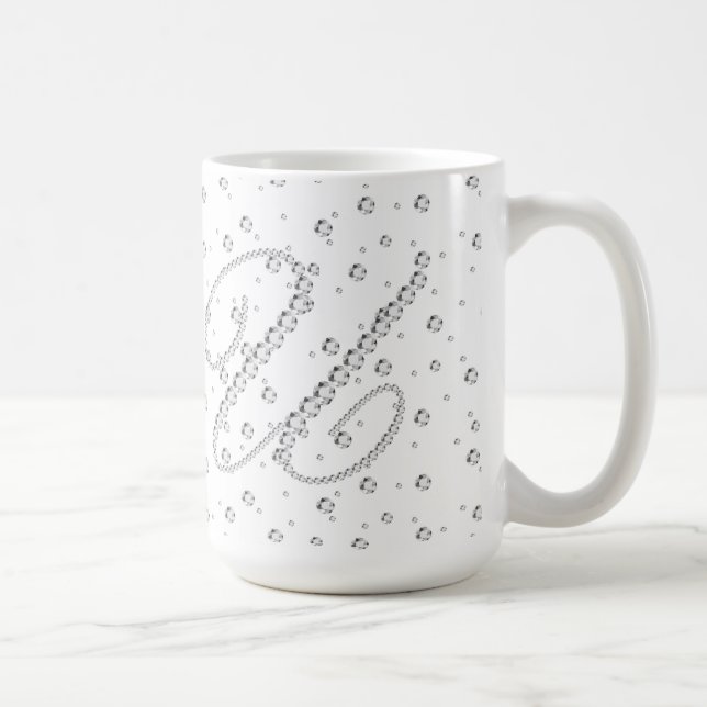 Mug U Monogramme initial Diamants blancs Imprimer (Droite)