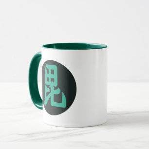 Mug Uesugi Mon clan samouraï japonais en bleu vert
