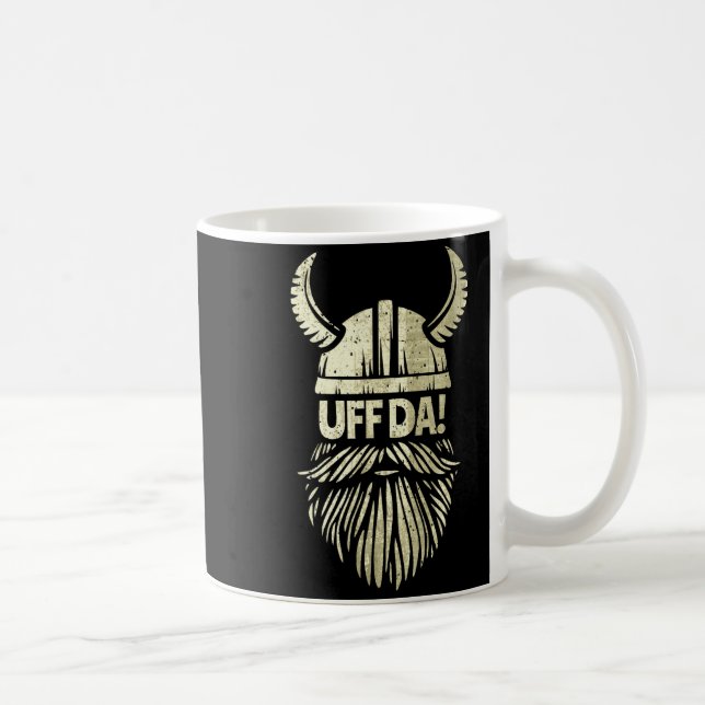 Mug Uff Da Norwegian Quote Scandinavian Viking Helmet  (Droite)