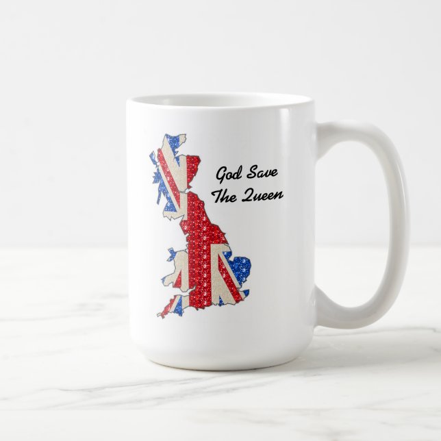 Mug UK Drapeau Dieu Sauvons La Reine (Droite)