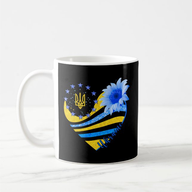 Mug Ukraine Coeur Tournesol Ukraine Symbole Je me tien (Gauche)