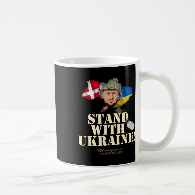 Mug Ukraine Denmark Flags Slogan Stand With Ukraine  (Droite)