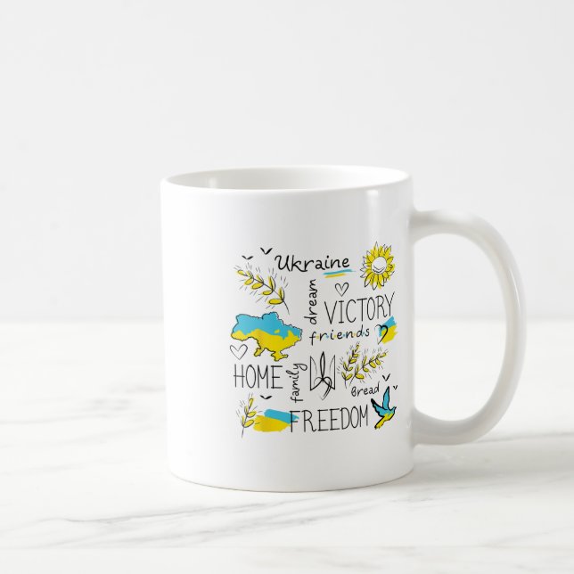 Mug Ukraine Flag - Viktory - Freedom - Home - Map Ukra (Droite)