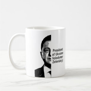 Mug Ukraine Président Zelenskyy Half Portrait B&W Art