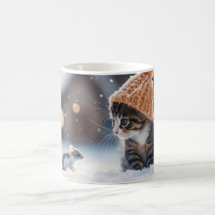 Mug Un adorable chaton et une souris dans la neige ens