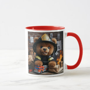 Mug Un adorable ours en peluche habillé en pompier.