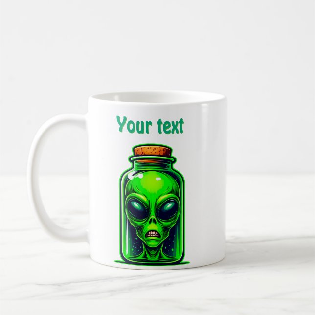 Mug Un Alien vert dans une bouteille de Neon Illustrat (Gauche)