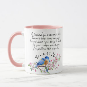 Mug Un ami est cité Amitié rose et bleu Floral