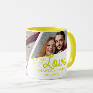 Mug Un An D'Amour Multiphoto Collage Anniversaire