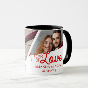 Mug Un An D'Amour Multiphoto Collage Anniversaire