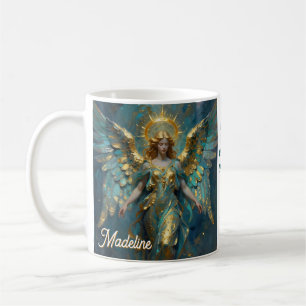Mug Un ange personnalisé en or et turquoise magnifique
