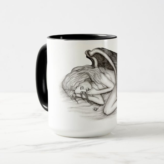 Mug Un Angel endormi, noir et blanc (Devant gauche)