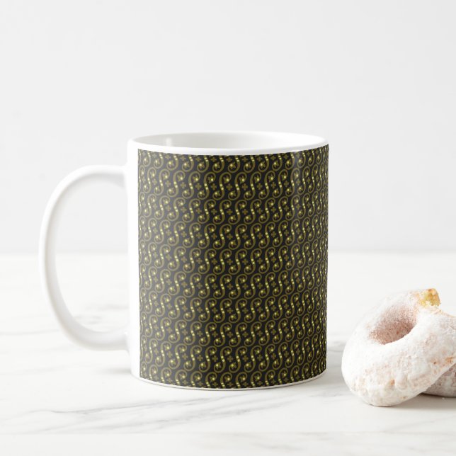 Mug un arrière - plan vert et blanc avec un motif ondu (Avec donut)