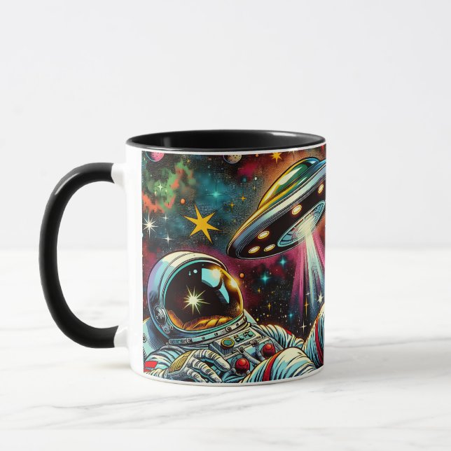 Mug Un astronaute flotte dans l'espace avec un OVNI Ai (Gauche)
