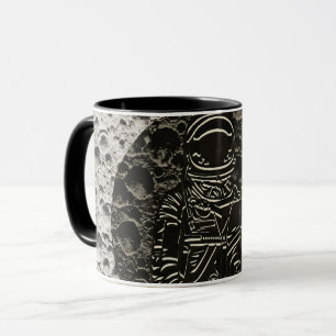Mug Un astronaute sur l'espace lune Noir & Grey