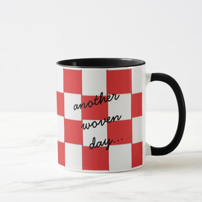 Mug Un autre jour tissé rouge et blanc (Droite)