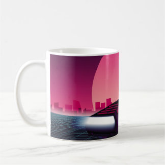 Mug Un avenir rétro. arrière - plan sci-fi style année