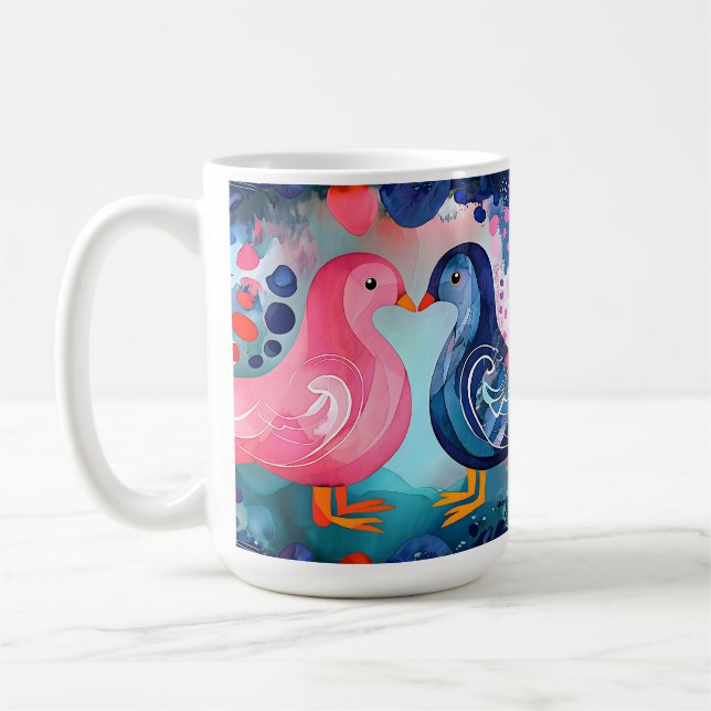 Mug "Un baiser en plumes" Heureuse Sainte-Valentin (Gauche)