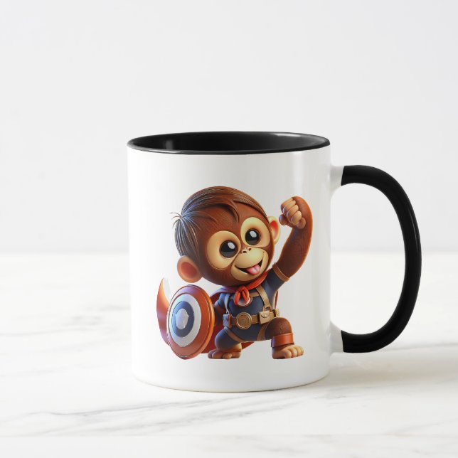 Mug Un bébé singe super-héros avec son bouclier. (Droite)
