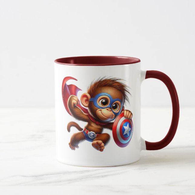Mug Un bébé singe super-héros en action. (Droite)