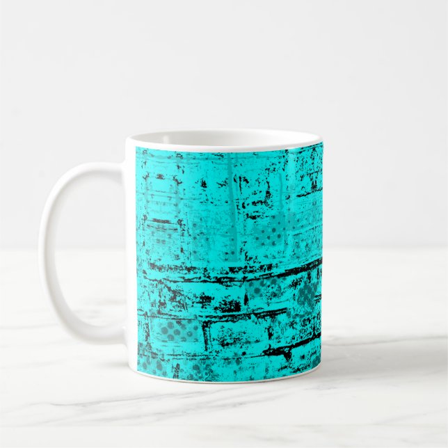 Mug Un bleu turquoise grinçant sans couleur. Éléments  (Gauche)