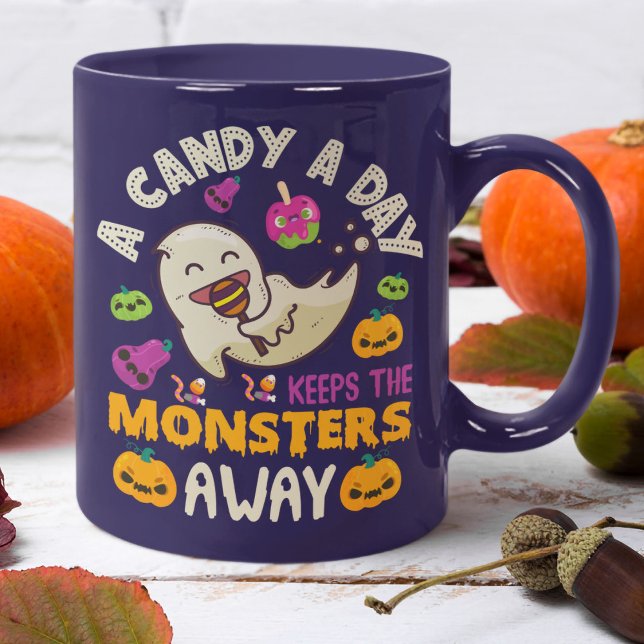 Mug Un Bonbon Par Jour Empêche Les Monstres D'Hallowee (Créateur téléchargé)