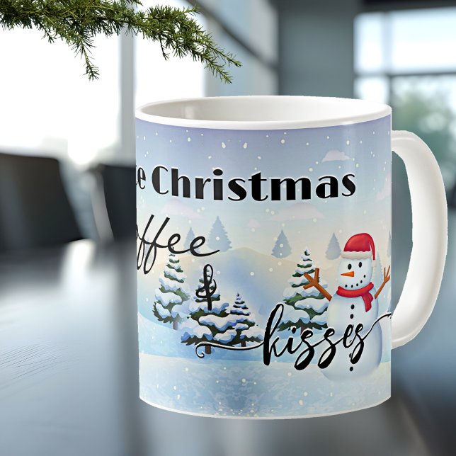 Mug Un Café De Noël Blanc Et Des Vacances De Baisers (Cute dreaming of a white Christmas and kissing Santa winter wonderland funny mug)