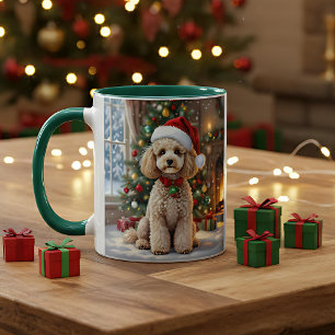 Mug Un caniche festif mignon personnalisé pour Noël 
