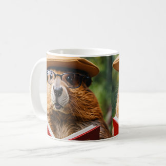 Mug Un castor studieux, portant des lunettes surdimens