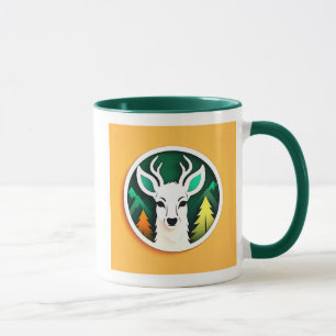 Mug Un Cerf Stylisé avec Forêt