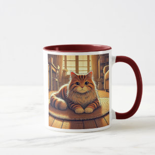 Mug Un chat allongé dans un salon chaleureux.