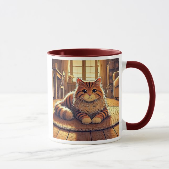 Mug Un chat allongé dans un salon chaleureux. (Droite)
