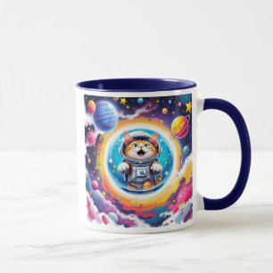 Mug Un chat astronaute flottant dans l’espace.