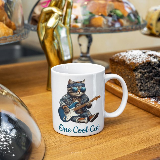 Mug Un chat Cool Jouant de la guitare (Créateur téléchargé)