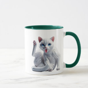 Mug Un chat en 3D commence sa toilette.
