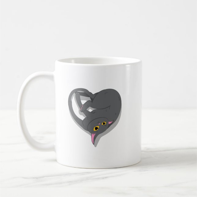 Mug Un chat en forme de coeur. (Gauche)
