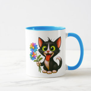 Mug Un chat livreur de fleurs